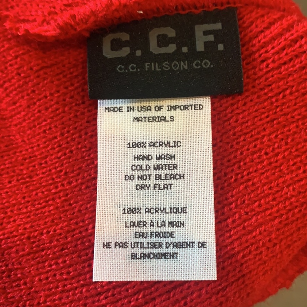 C.C.F. Filson - Watch Cap, Hat, Beanie - RED - Acrylic Snow Winter NEW - Picture 3 of 3